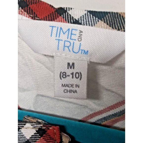 Time & Tru Womens ruffled tank top Plaid flutter/Cap Sleeve Sz M multicolor EUC - Picture 8 of 12